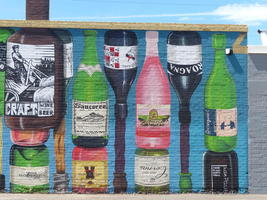 Liquor bottles painted on wall