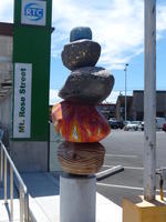 Stack of painted stones on a pillar