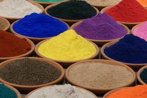 Closeup of colored powders