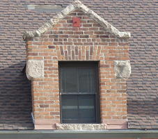 Roof brickwork of old building on campus