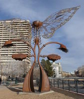 Butterfly-like metal sculpture