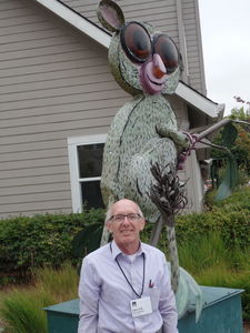 Me standing in front of tarsier sculpture in front of O'Reilly Media headquarters