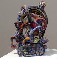Abstract sculpture with string and ceramic