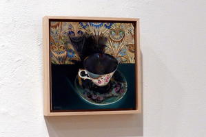 Closeup of painting of teacup