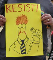 Poster with Beaker the muppet; text: Resist!