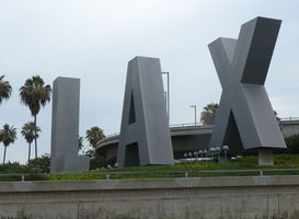 Large LAX sign at entrance to airport