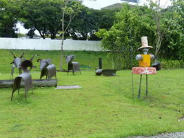 sculptured metal farm animals