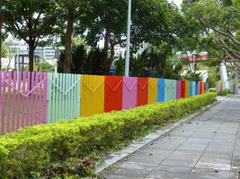 rainbow painted fence