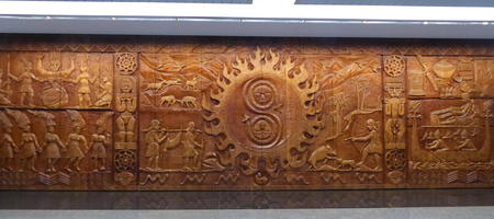 wooden relief on wall
