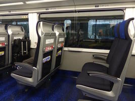 Interior of train car showing seats