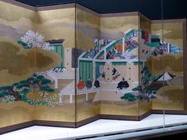 folding screen with city life