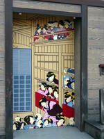 traditional Japanese art on store entrance door