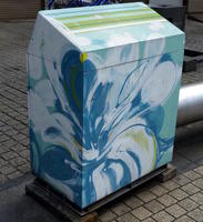 blue painted utility box