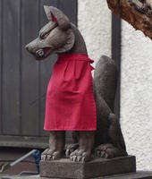 dog wolf or fox statue at shrine