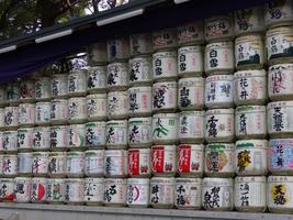straw wrapped sake barrels