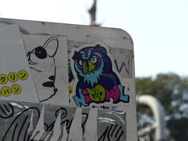owl sticker on utility box