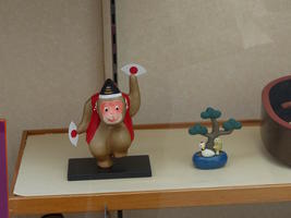 toy monkey in display case
