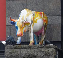 painted cow sculpture