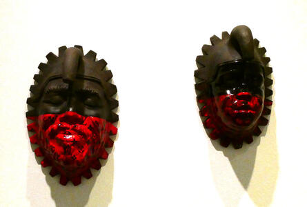 black red masks