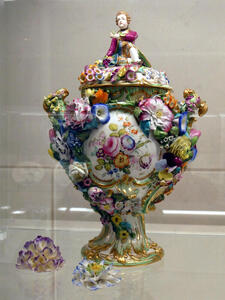 ornate jar with flowers