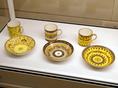 yellow cups and bowls