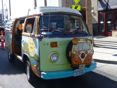 Front of 60s themed VW van