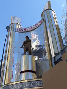 sculpture of pioneer gazing into distance; at Las Vegas Club
