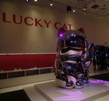 Large silver “Lucky Cat” (approx 2.5m high)