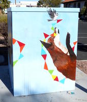 Utility box with fox and bird