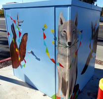 Utility box with wolf or coyote