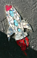 Rocket ship made of glass pieces