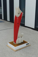 Red and white abstract sculpture
