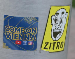 Stickers: “Come on Vienna” and a smiling man with text: ZITRO.