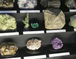 Various green and gold minerals