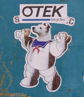 Sticker showing Sta-Puft man from Ghostbusters with a dog’s head.