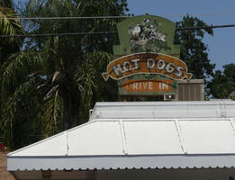 Neon sign for a hot dog drive-in