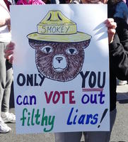 Image of Smokey Bear: Only YOU can vote out filthy liars!