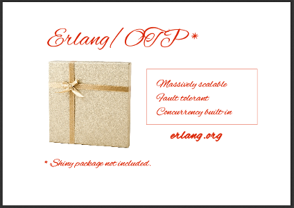 gift package w. caption 'Erlang/OTP: Shiny package not included'