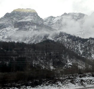 mountain with clouds