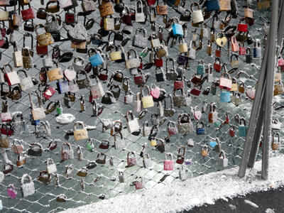 padlocks on bridge