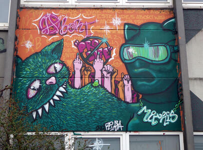 graffiti green cats