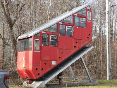 red funicular car