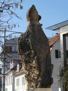 back of statue of bishop