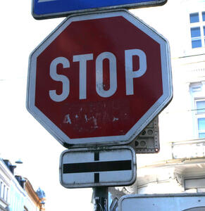 one way stop sign