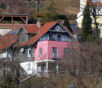 house with pink walls