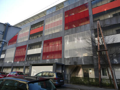 building with red facade