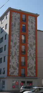 abstract art on side of building