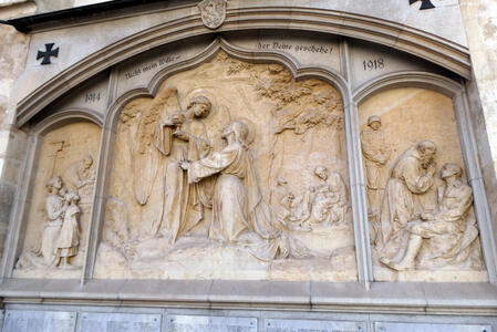 Relief carving of angel with Jesus