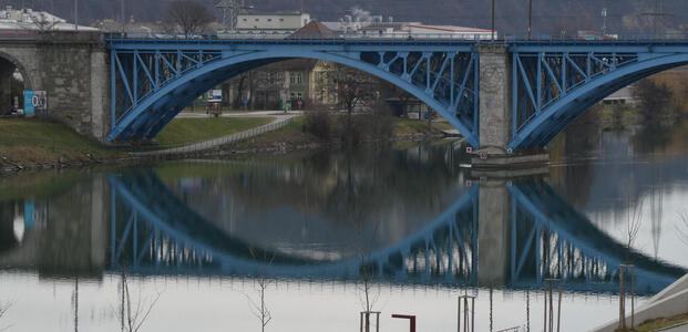 bridge reflected in water