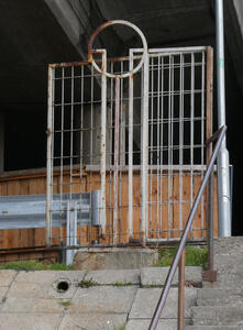 metal gate with hoop at top